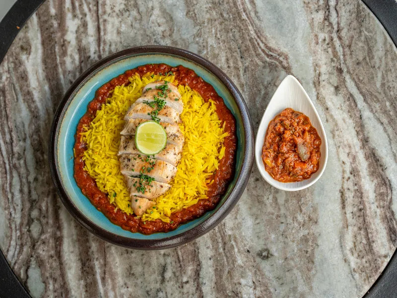 Grilled Chicken With Saffron Rice